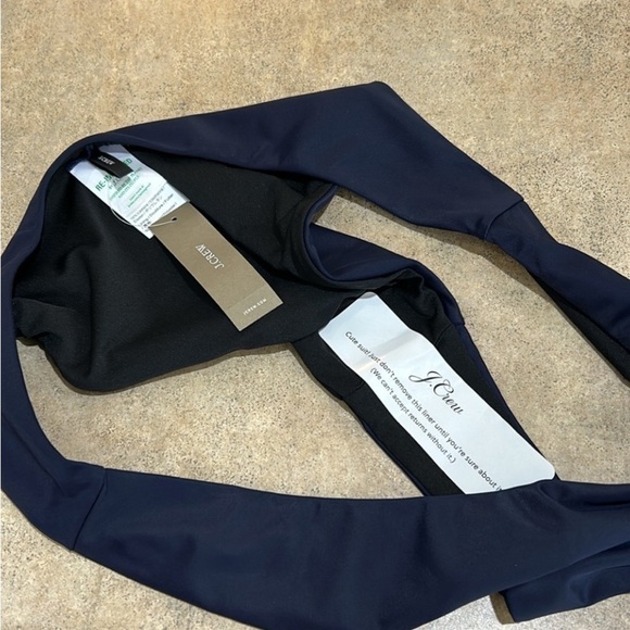 NWT J. Crew Navy Blue Curved Waist Cheeky Bikini Bottom Size L - Picture 7 of 9